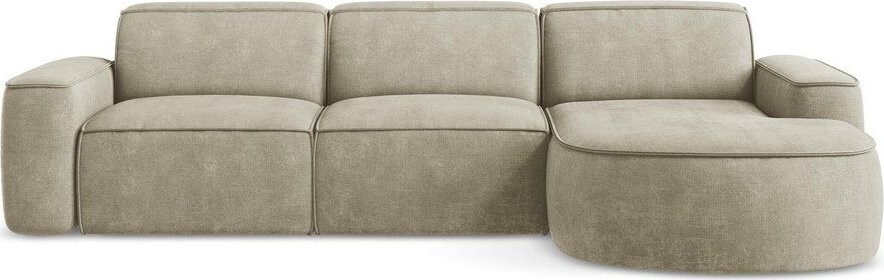 Béžová žinylková rohová pohovka (pravý roh/s lenoškou) Omao – Makamii