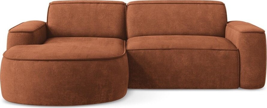 Žinylková rohová pohovka v terakotové barvě (levý roh/s lenoškou) Omao – Makamii