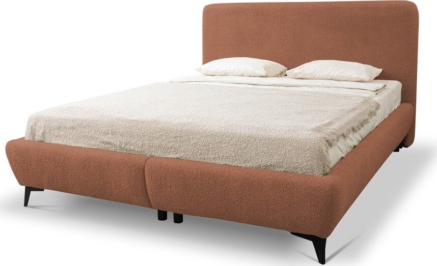 Čalouněná dvoulůžková postel s úložným prostorem s roštem 180x200 cm v terakotové barvě Makapu – Makamii