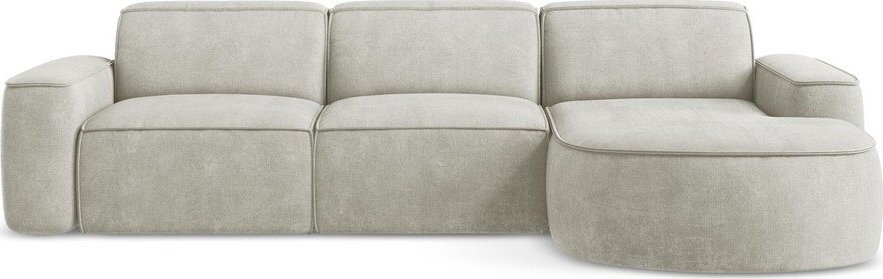 Krémová žinylková rohová pohovka (pravý roh/s lenoškou) Omao – Makamii