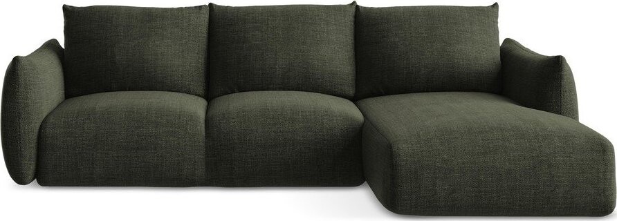 Zelená rozkládací rohová pohovka (pravý roh/s lenoškou) Leila – Makamii