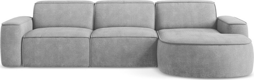 Světle šedá žinylková rohová pohovka (pravý roh/s lenoškou) Omao – Makamii