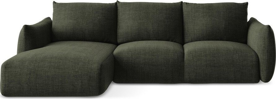 Zelená rozkládací rohová pohovka (levý roh/s lenoškou) Leila – Makamii