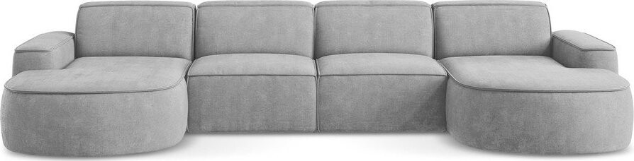 Světle šedá žinylková rohová pohovka (do