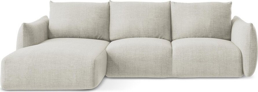 Béžová rozkládací rohová pohovka (levý roh/s lenoškou) Leila – Makamii