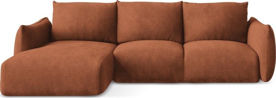 Žinylková rozkládací rohová pohovka v terakotové barvě (levý roh/s lenoškou) Leila – Makamii