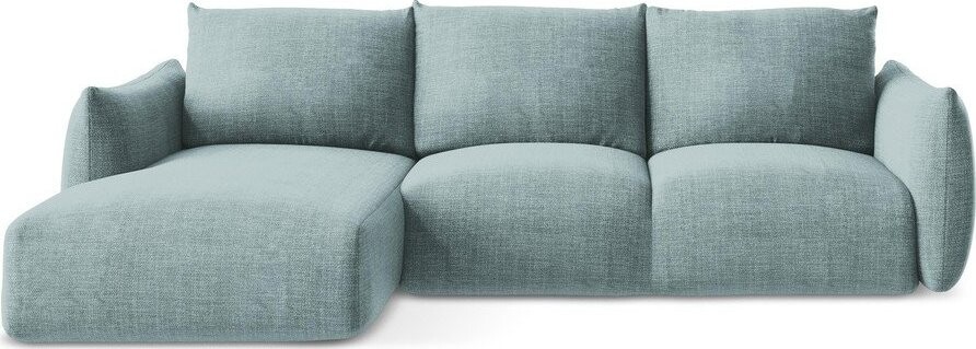 Modrá rozkládací rohová pohovka (levý roh/s lenoškou) Leila – Makamii