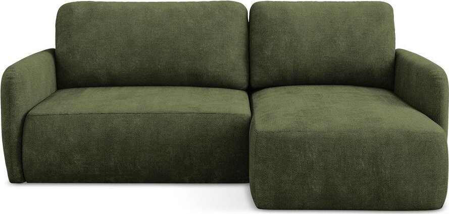 Zelená žinylková rozkládací/s úložným prostorem rohová pohovka (pravý roh/s lenoškou) Lilo – Makamii