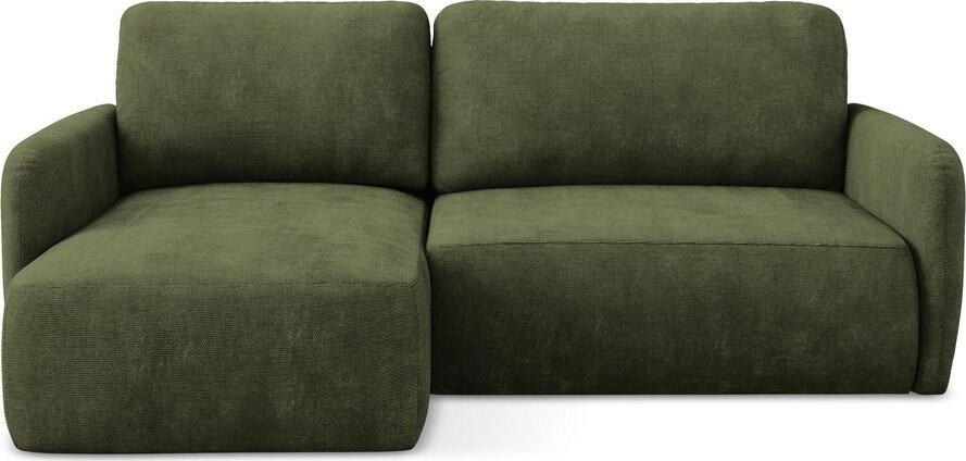 Zelená žinylková rozkládací/s úložným prostorem rohová pohovka (levý roh/s lenoškou) Lilo – Makamii