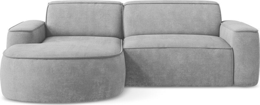 Světle šedá žinylková rohová pohovka (levý roh/s lenoškou) Omao – Makamii