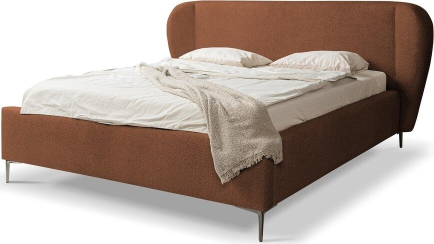 Čalouněná dvoulůžková postel s roštem 140x200 cm v terakotové barvě Makana – Makamii