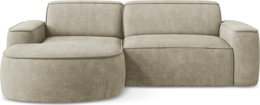 Béžová žinylková rohová pohovka (levý roh/s lenoškou) Omao – Makamii