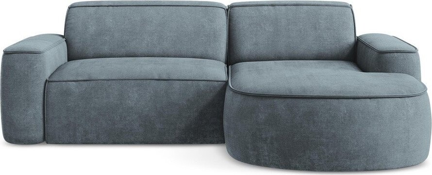 Šedomodrá žinylková rohová pohovka (pravý roh/s lenoškou) Omao – Makamii