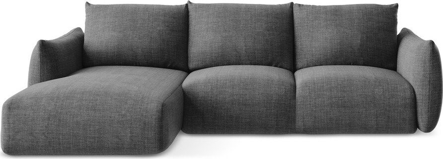 Tmavě šedá rozkládací rohová pohovka (levý roh/s lenoškou) Leila – Makamii