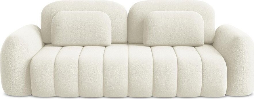 Béžová rozkládací/s úložným prostorem pohovka z textilie bouclé 266 cm Pele – Makamii