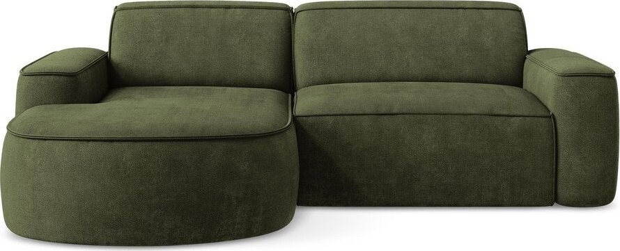 Zelená žinylková rohová pohovka (levý roh/s lenoškou) Omao – Makamii