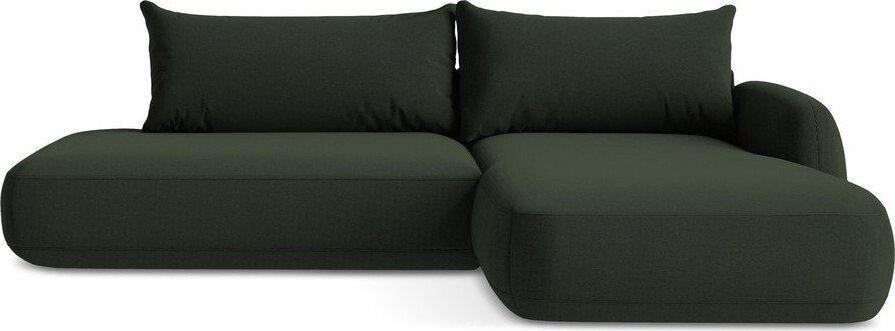 Tmavě zelená rozkládací rohová pohovka (pravý roh/s lenoškou) Hale – Makamii