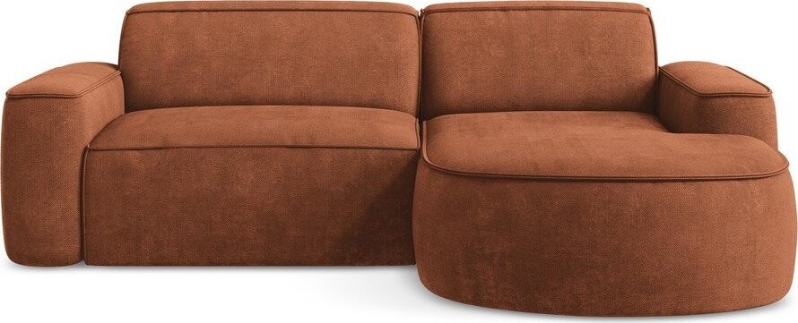 Žinylková rohová pohovka v terakotové barvě (pravý roh/s lenoškou) Omao – Makamii