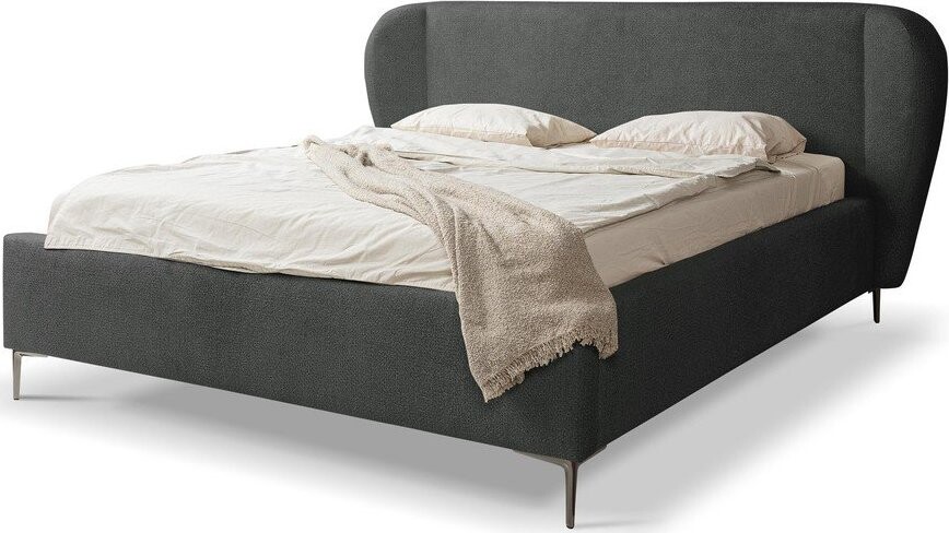 Tmavě šedá čalouněná dvoulůžková postel s roštem 140x200 cm Makana – Makamii