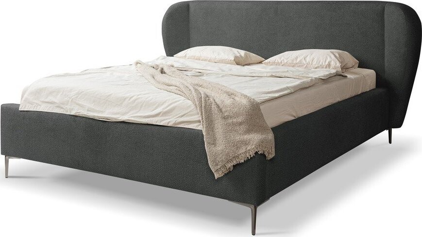 Tmavě šedá čalouněná dvoulůžková postel s roštem 180x200 cm Makana – Makamii