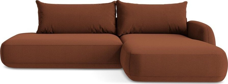 Rozkládací rohová pohovka v terakotové barvě (pravý roh/s lenoškou) Hale – Makamii