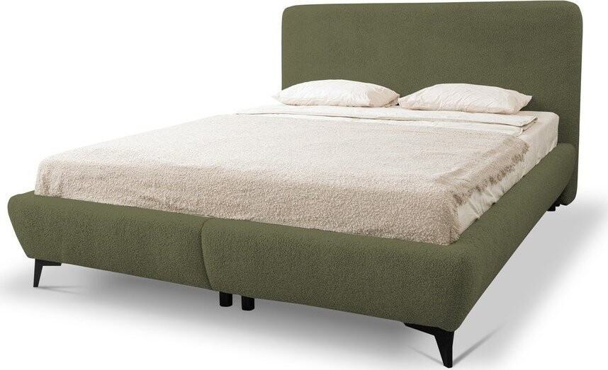 Zelená čalouněná dvoulůžková postel s úložným prostorem s roštem 140x200 cm Makapu – Makamii