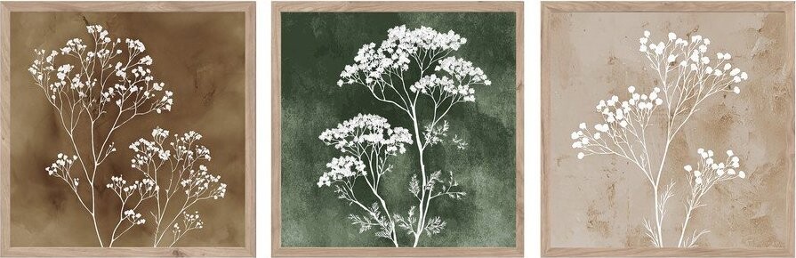 Obrazy v sadě 3 ks 30x30 cm Floral Imprint – Styler