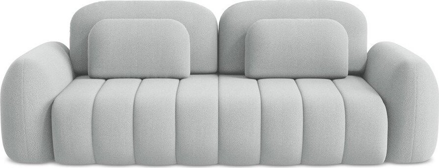 Světle šedá rozkládací/s úložným prostorem pohovka z textilie bouclé 266 cm Pele – Makamii