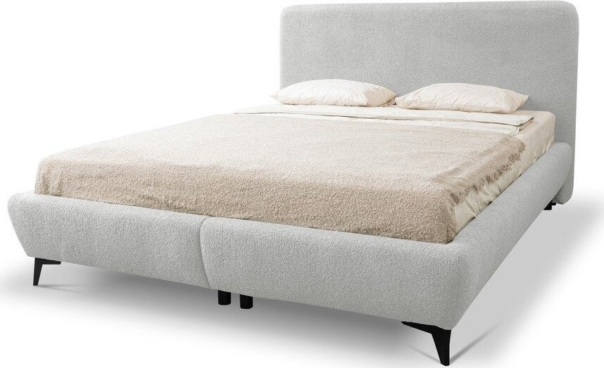 Světle šedá čalouněná dvoulůžková postel s úložným prostorem s roštem 180x200 cm Makapu – Makamii