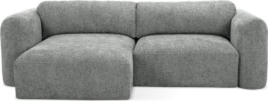 Šedá žinylková rozkládací/s úložným prostorem rohová pohovka (levý roh/s lenoškou) Mele – Makamii