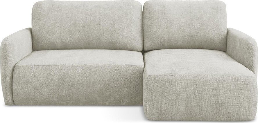 Krémová žinylková rozkládací/s úložným prostorem rohová pohovka (pravý roh/s lenoškou) Lilo – Makamii