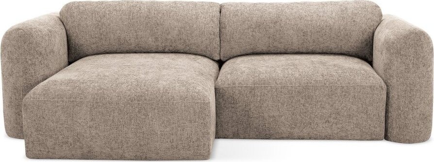 Světle hnědá žinylková rozkládací/s úložným prostorem rohová pohovka (levý roh/s lenoškou) Mele – Makamii