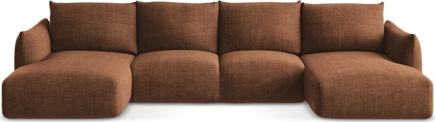 Rozkládací rohová pohovka v terakotové barvě (do