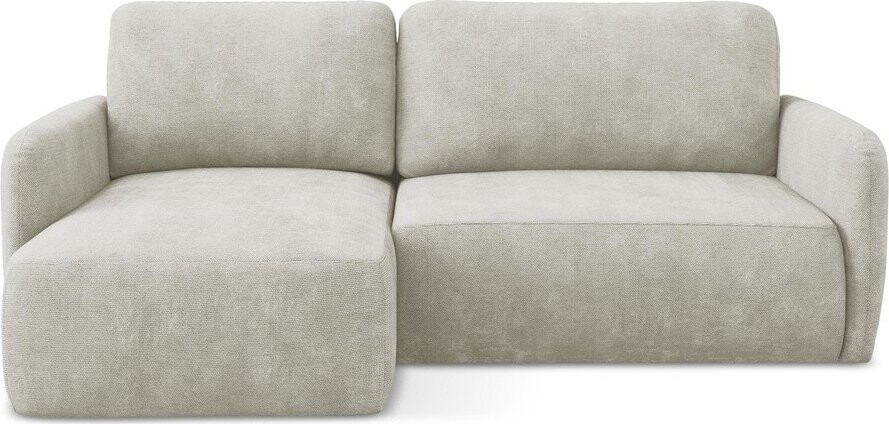 Krémová žinylková rozkládací/s úložným prostorem rohová pohovka (levý roh/s lenoškou) Lilo – Makamii