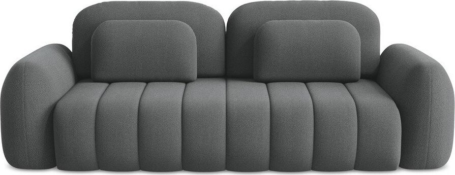 Tmavě šedá rozkládací/s úložným prostorem pohovka z textilie bouclé 266 cm Pele – Makamii