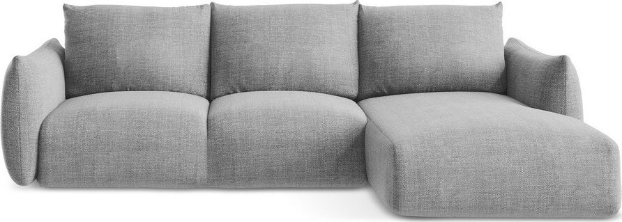 Světle šedá rozkládací rohová pohovka (pravý roh/s lenoškou) Leila – Makamii