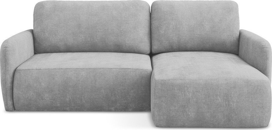 Světle šedá žinylková rozkládací/s úložným prostorem rohová pohovka (pravý roh/s lenoškou) Lilo – Makamii