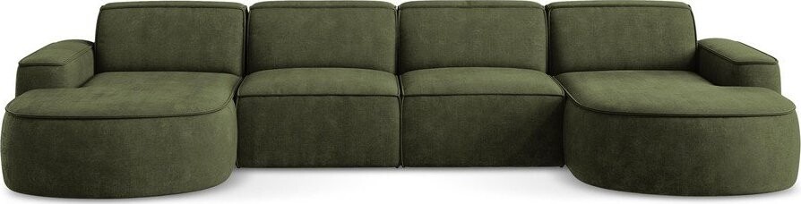 Zelená žinylková rohová pohovka (do