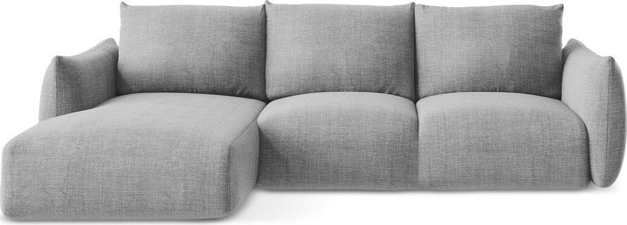 Světle šedá rozkládací rohová pohovka (levý roh/s lenoškou) Leila – Makamii