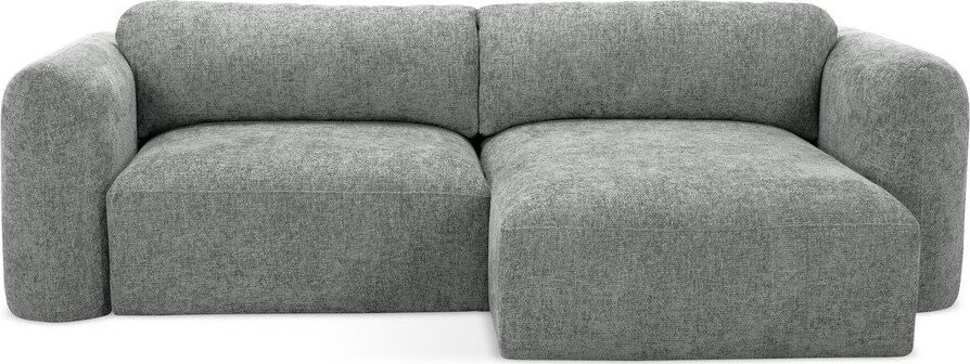 Šedá žinylková rozkládací/s úložným prostorem rohová pohovka (pravý roh/s lenoškou) Mele – Makamii