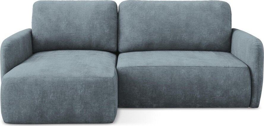 Šedomodrá žinylková rozkládací/s úložným prostorem rohová pohovka (levý roh/s lenoškou) Lilo – Makamii