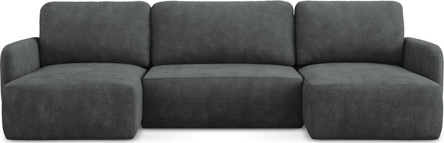 Tmavě šedá žinylková rozkládací/s úložným prostorem rohová pohovka (do