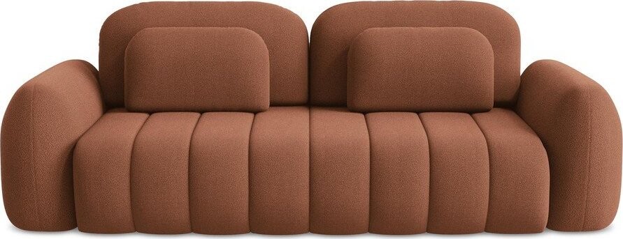 Rozkládací/s úložným prostorem pohovka z textilie bouclé v terakotové barvě 266 cm Pele – Makamii