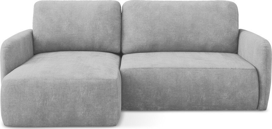 Světle šedá žinylková rozkládací/s úložným prostorem rohová pohovka (levý roh/s lenoškou) Lilo – Makamii