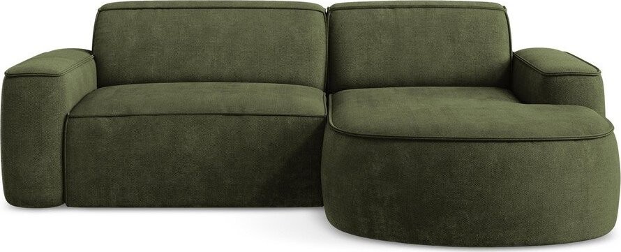 Zelená žinylková rohová pohovka (pravý roh/s lenoškou) Omao – Makamii