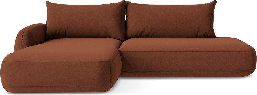 Rozkládací rohová pohovka v terakotové barvě (levý roh/s lenoškou) Hale – Makamii