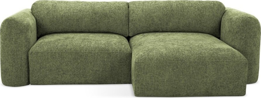 Zelená žinylková rozkládací/s úložným prostorem rohová pohovka (pravý roh/s lenoškou) Mele – Makamii