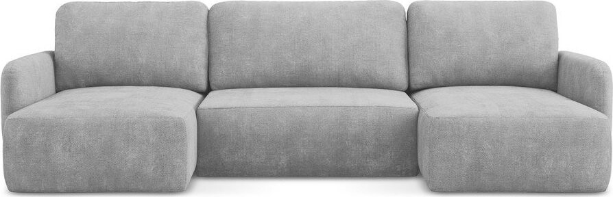 Světle šedá žinylková rozkládací/s úložným prostorem rohová pohovka (do 