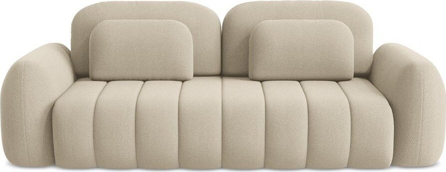 Světle hnědá rozkládací/s úložným prostorem pohovka z textilie bouclé 266 cm Pele – Makamii