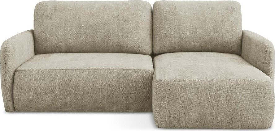 Béžová žinylková rozkládací/s úložným prostorem rohová pohovka (pravý roh/s lenoškou) Lilo – Makamii